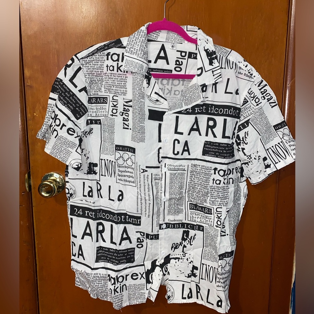 Male printed button down shirt